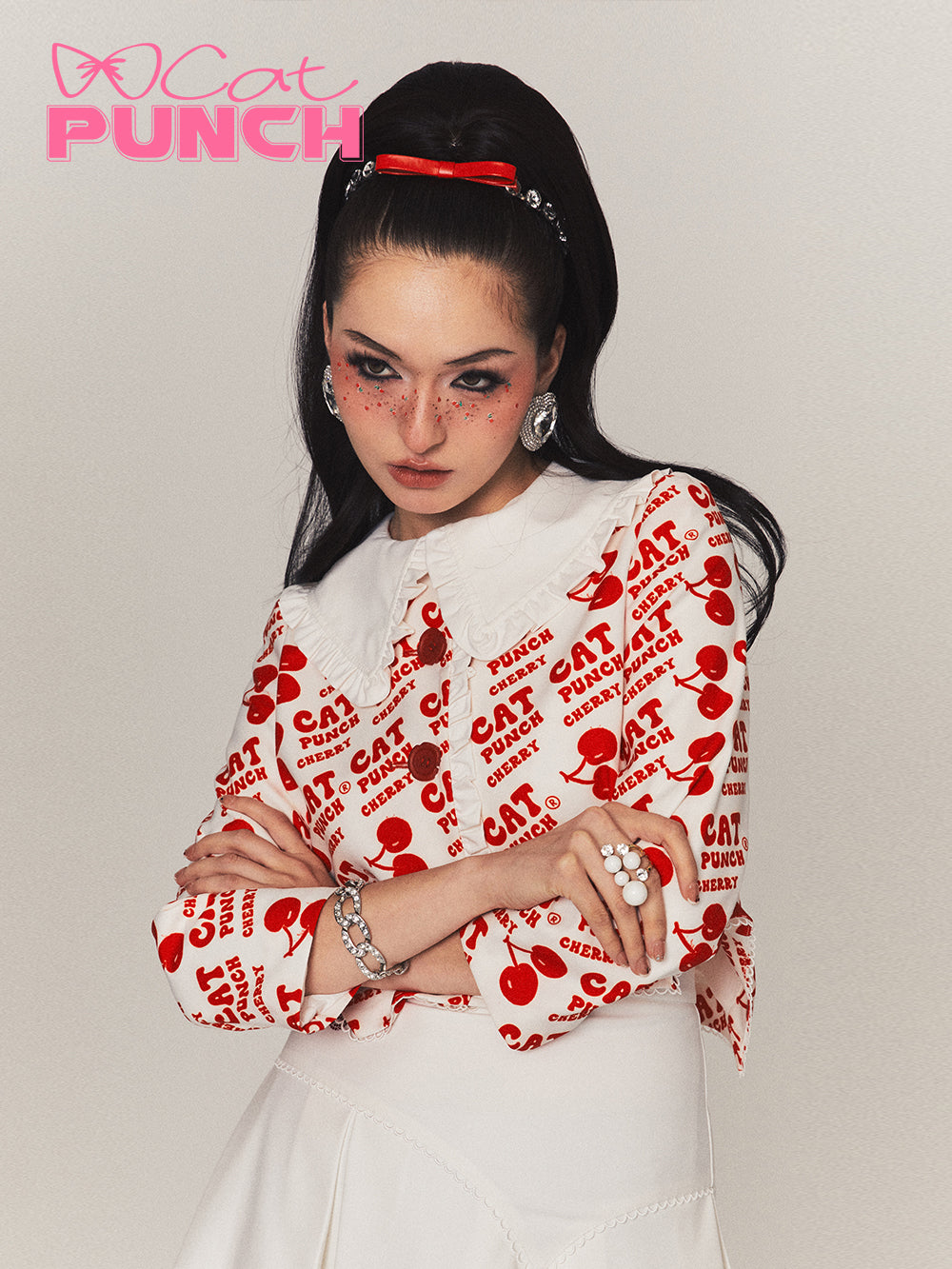 체리 걸리 재킷 및 스커트 설정