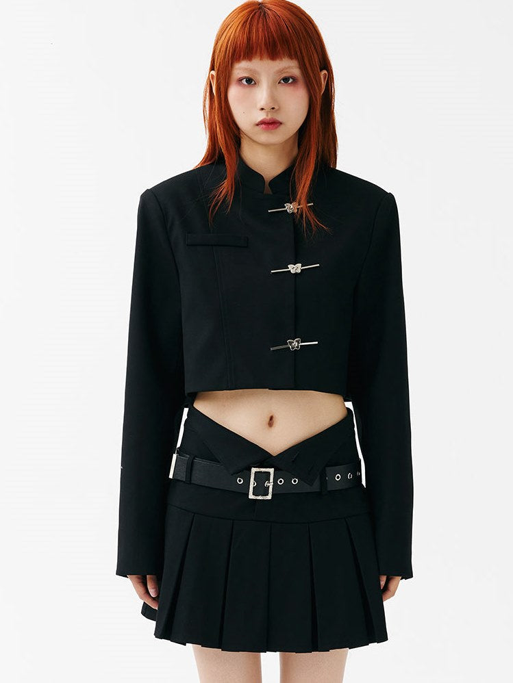 중국 스타일 로우 웨이스트 스커트 및 짧은 재킷