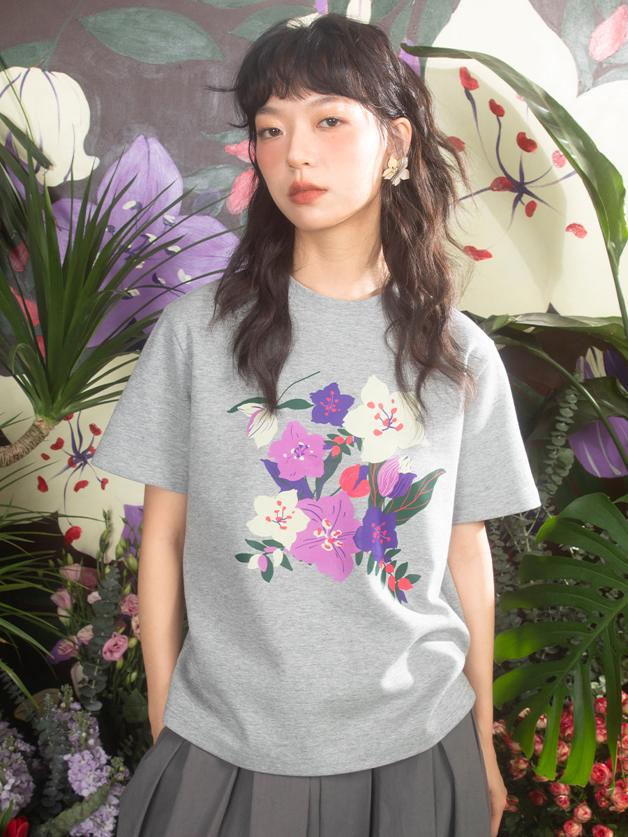 SAKURA PRINT LOOSE SLEEVE T-SHIRT
