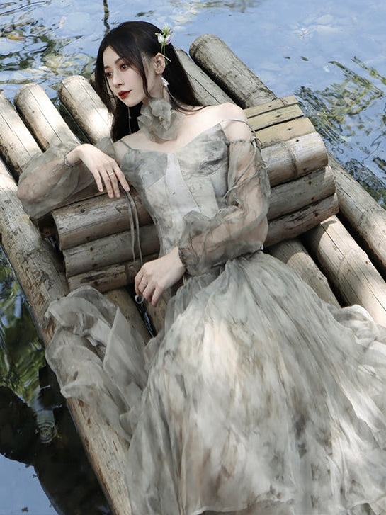 Printed Silk Fairy Puff Sleeve Top