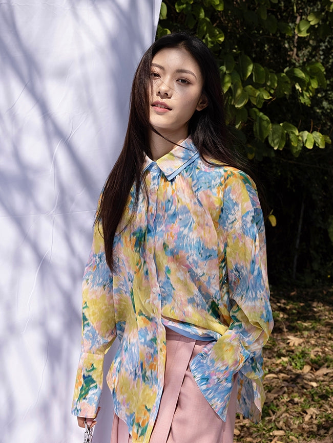 수채화 인쇄 셔츠