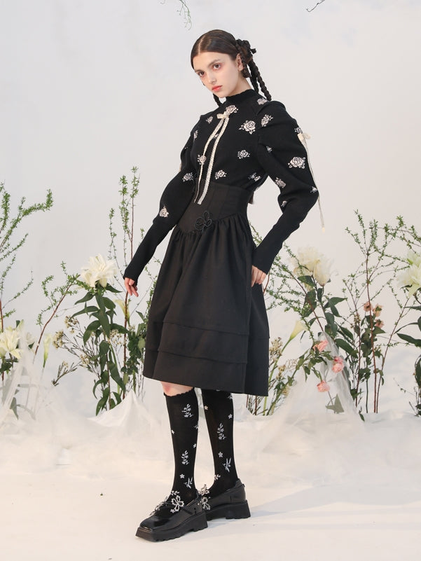 Tiered High-waist Flower Fluffy Skirt