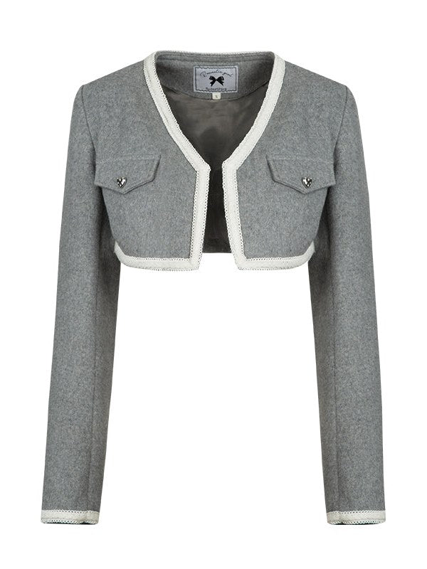 Navy Collar Pleated Dress & Short Jacket