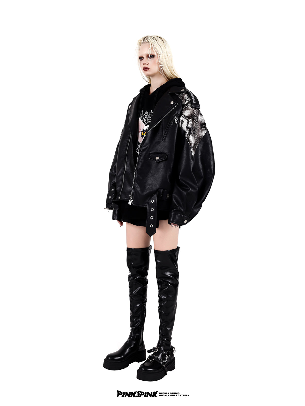 Leather Over-size Cool Python Jacket