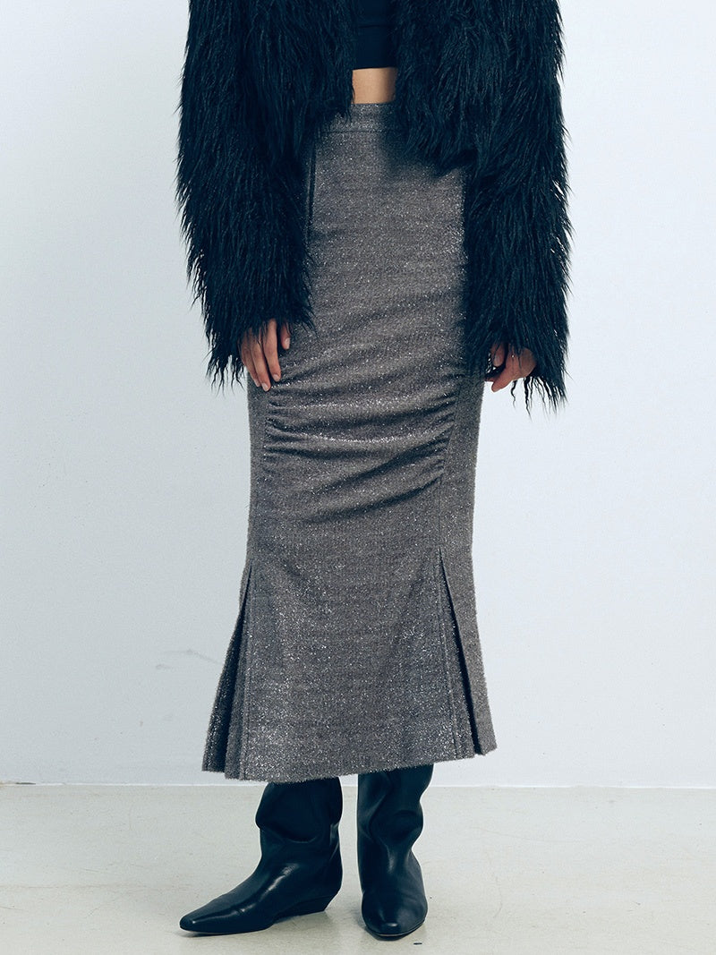 3D Falten Slim Fit gerader Rock