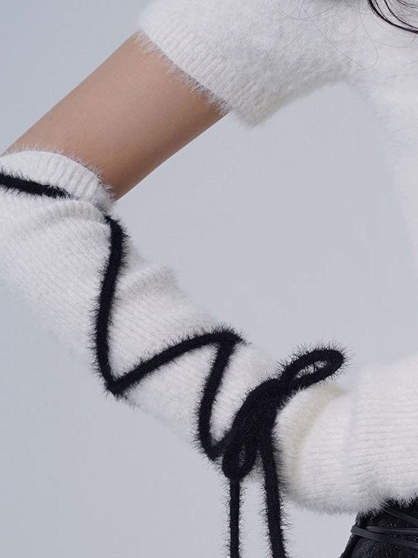 Y2K Knitted TurtleNeck Top & Armwarmer