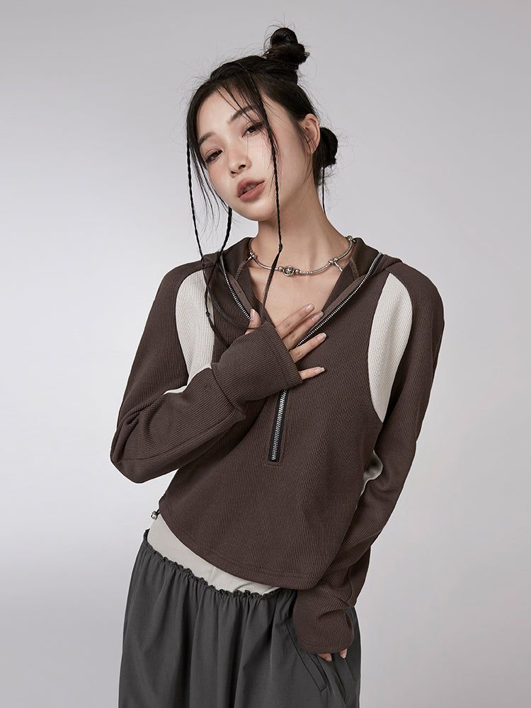 Contrast Color Pullover Hoodie