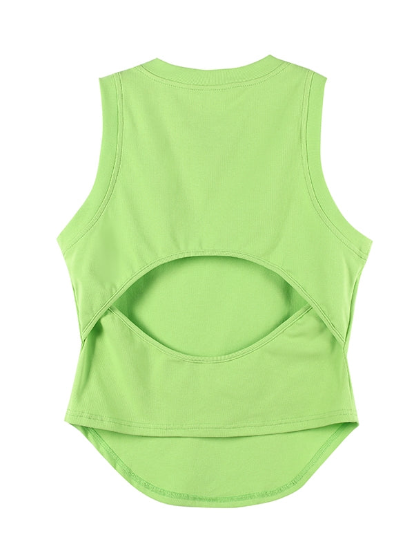 Back Hollow Basic Weste Top