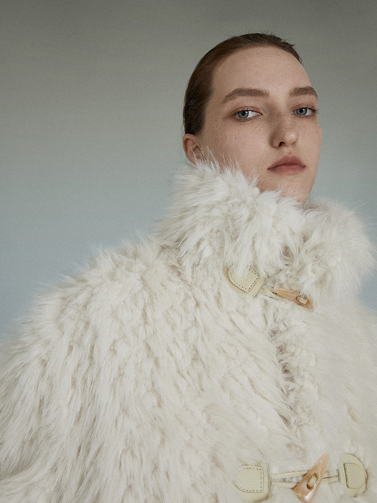 Fluffy BOA FUR MATURE MIDDLE STAND-COLLAR JACKET