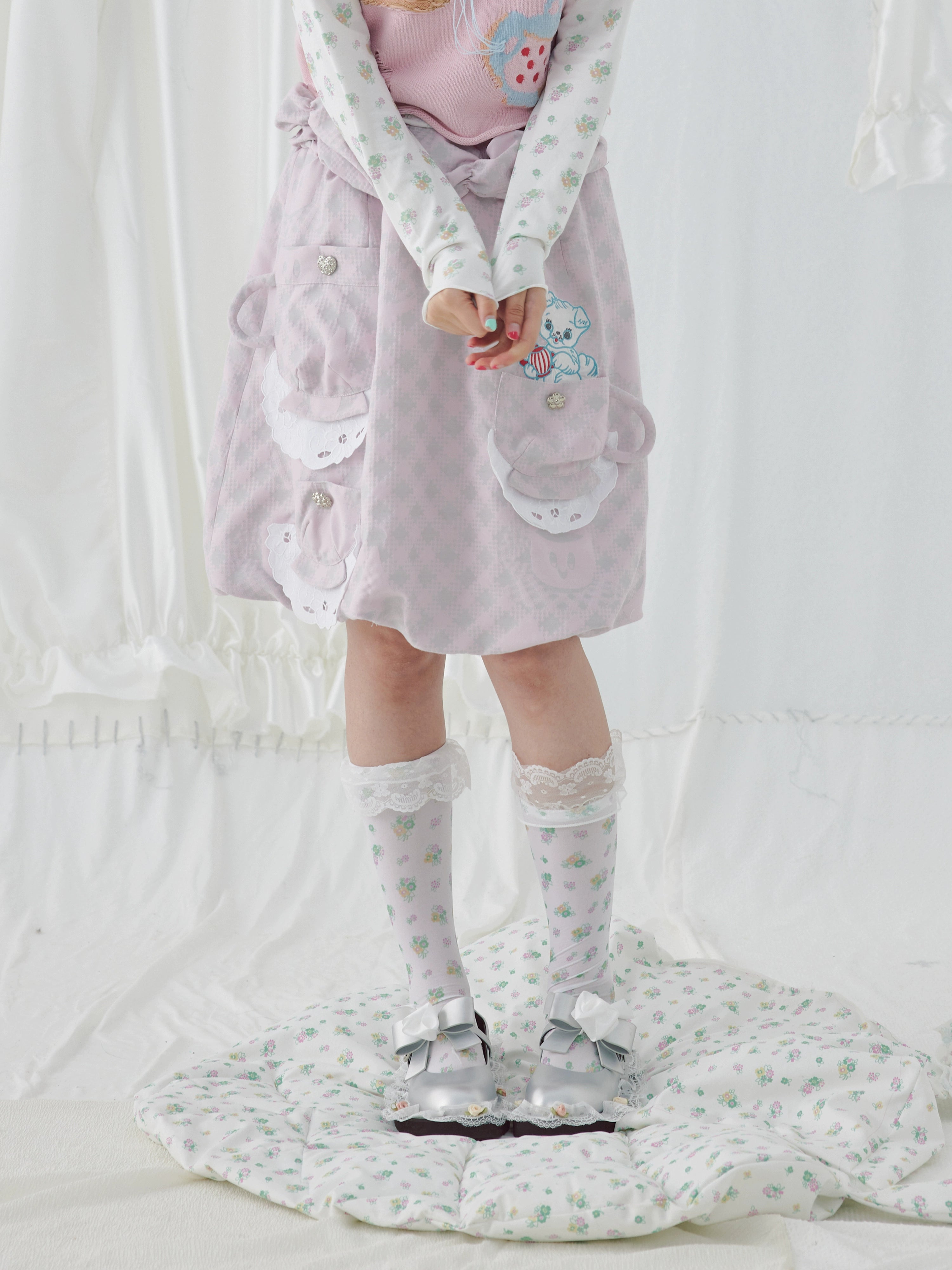 Floral Printed Lace Mid-calf Socks