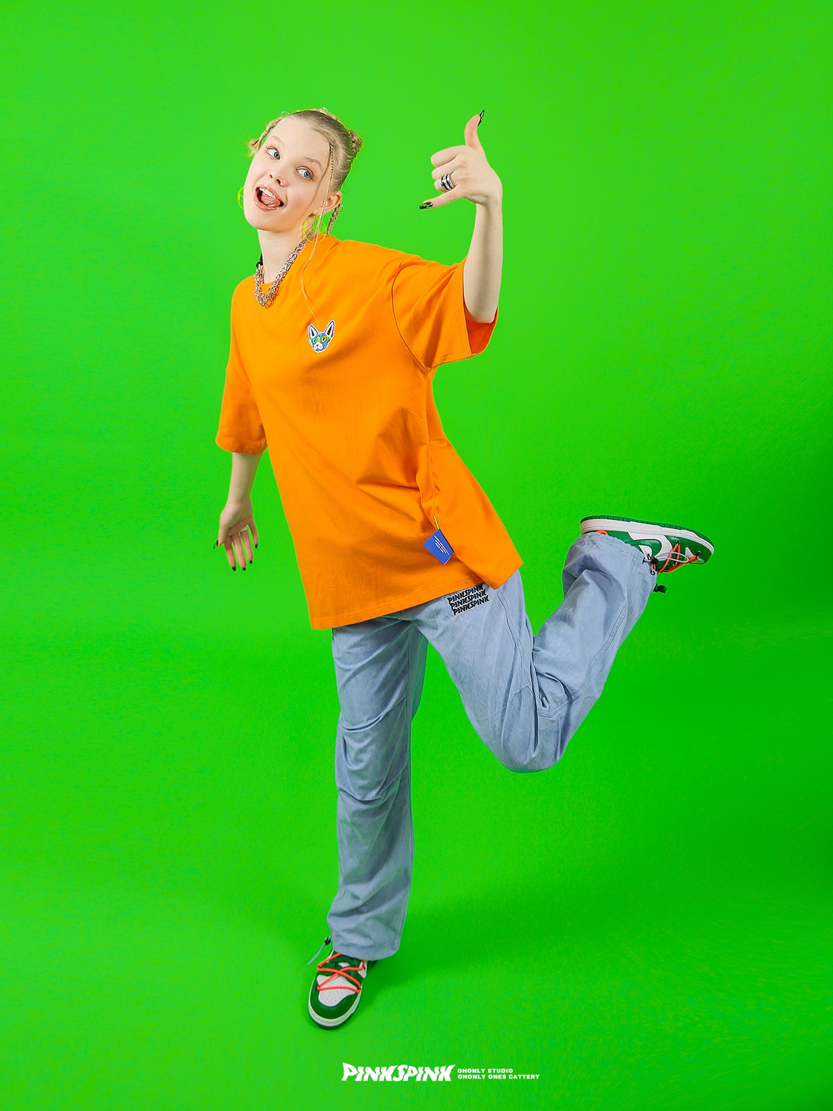 개 OnePoint 오버 사이즈 캐주얼 T 셔츠