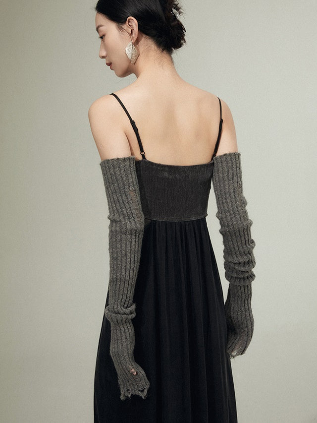 Hole Knit Long Arm Warmer