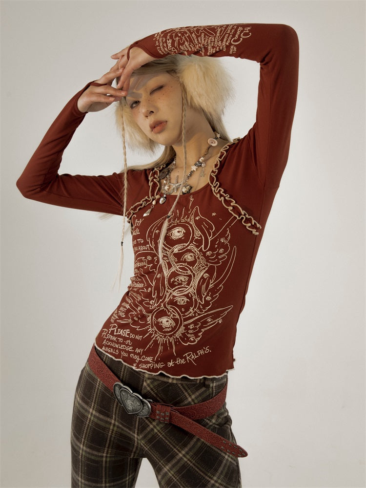 Slim Knitted Printed Bottoming Shirt