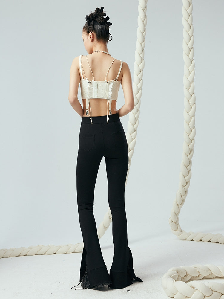 자카드 스티칭 코르셋 조끼