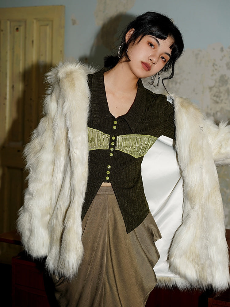 Mid-LENGTH LOOSE FUR COAT
