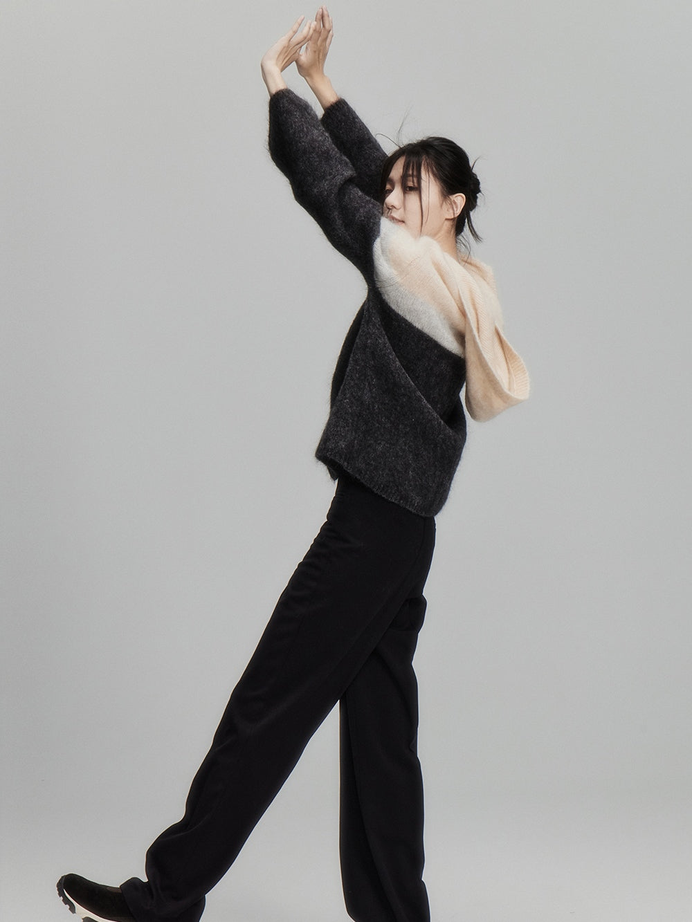 모헤어 컬러 블록 스웨터