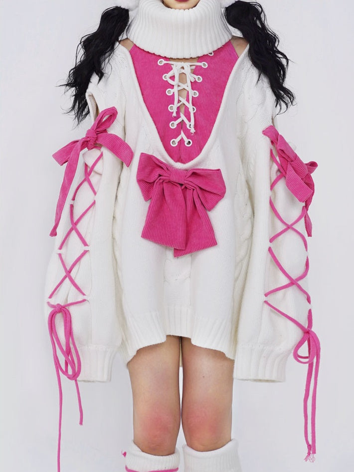 Oversize Lace-UP Sweater