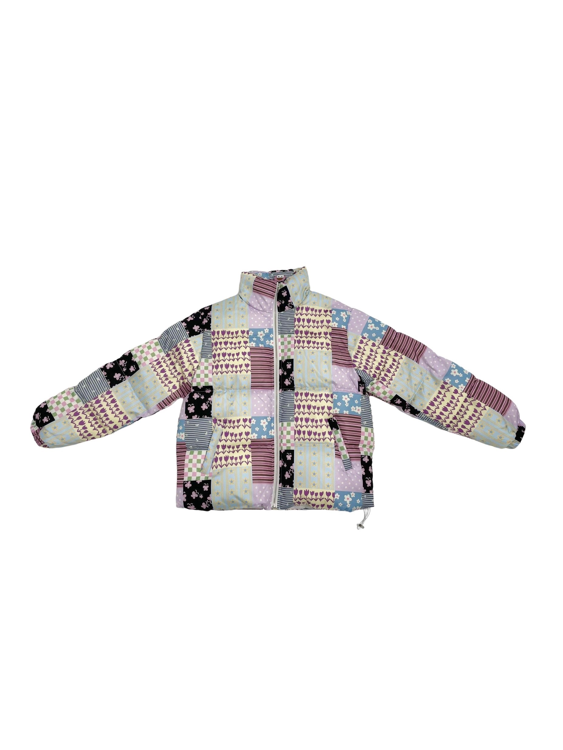 Stitching Printed Zipper Down Jacket