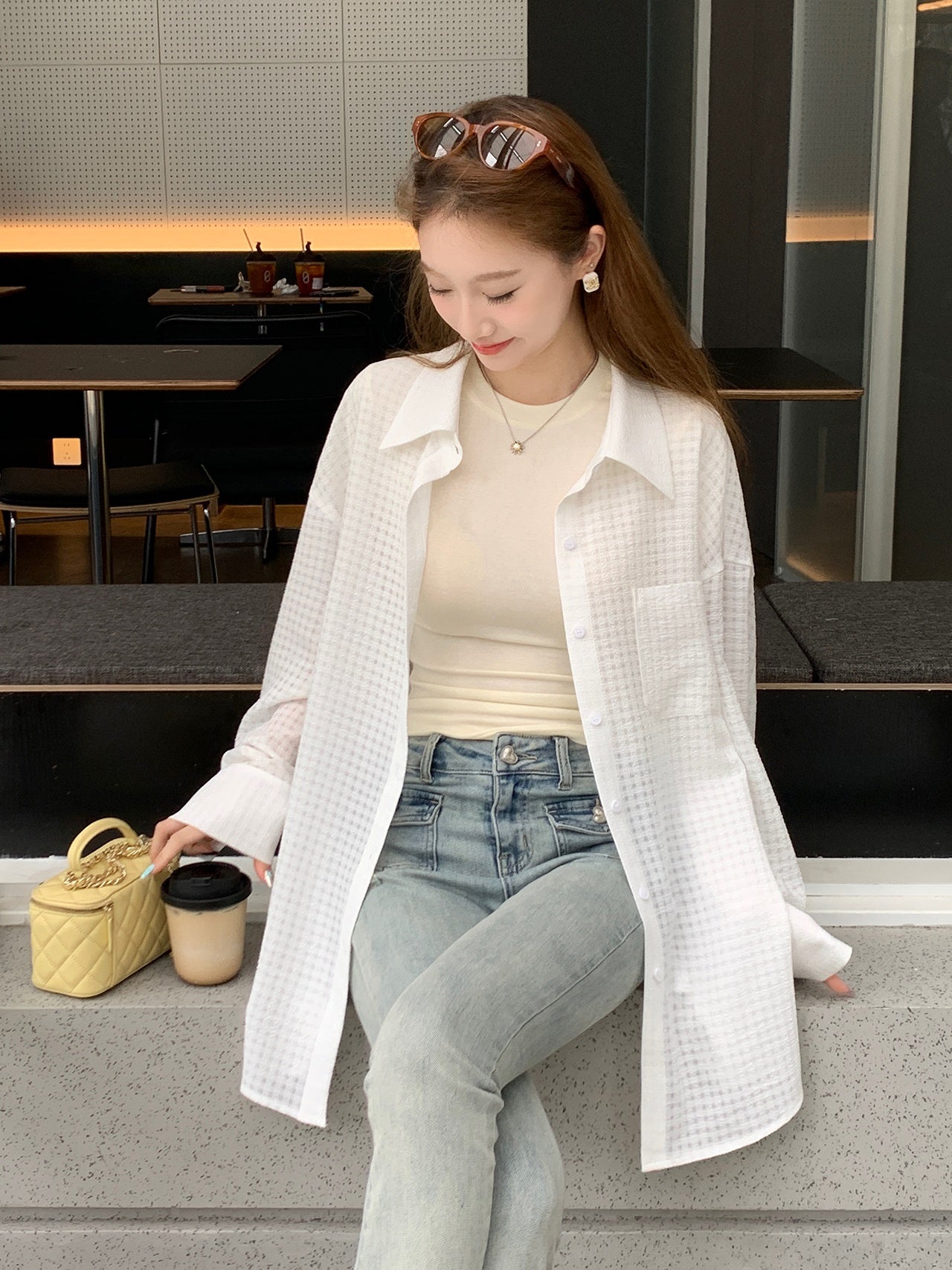 Chemise de protection solaire lâche à manches longues