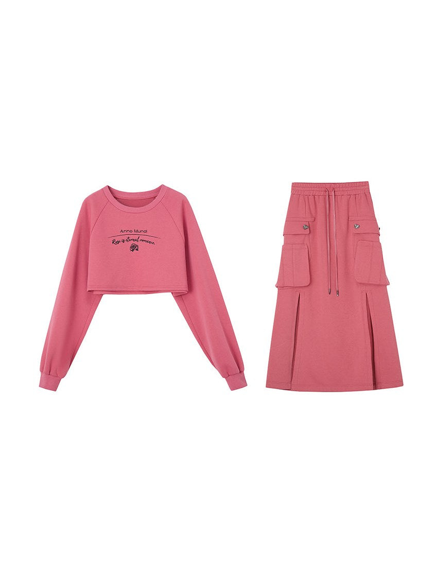 Sweat court et longue configuration de jupe