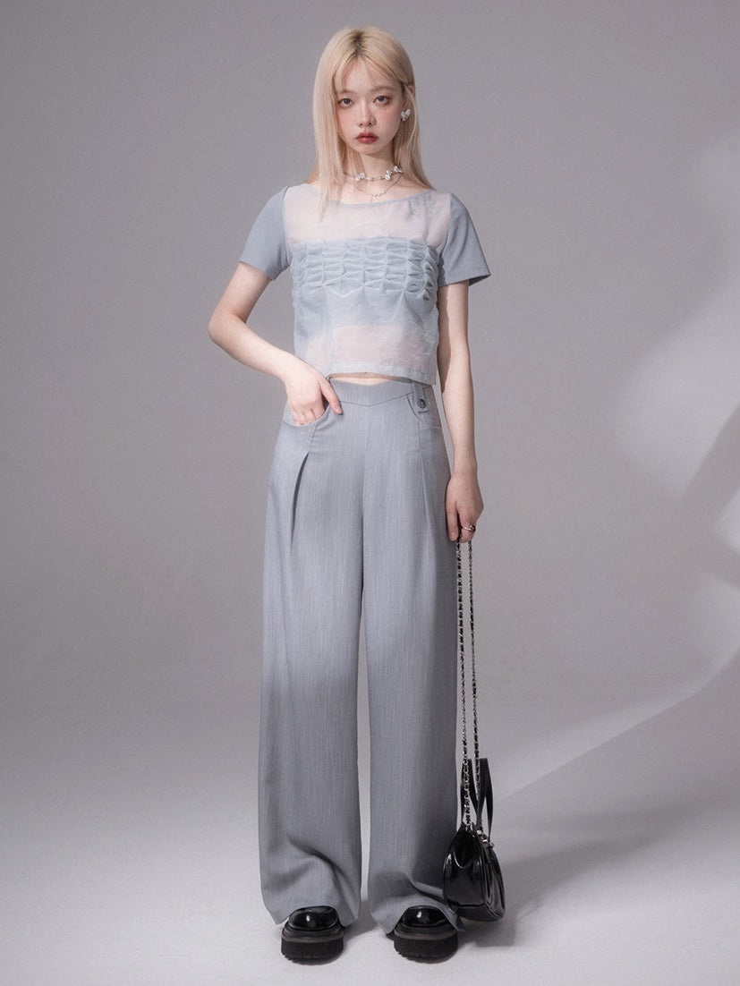 통풍이 잘되는 넓은 다리 바지