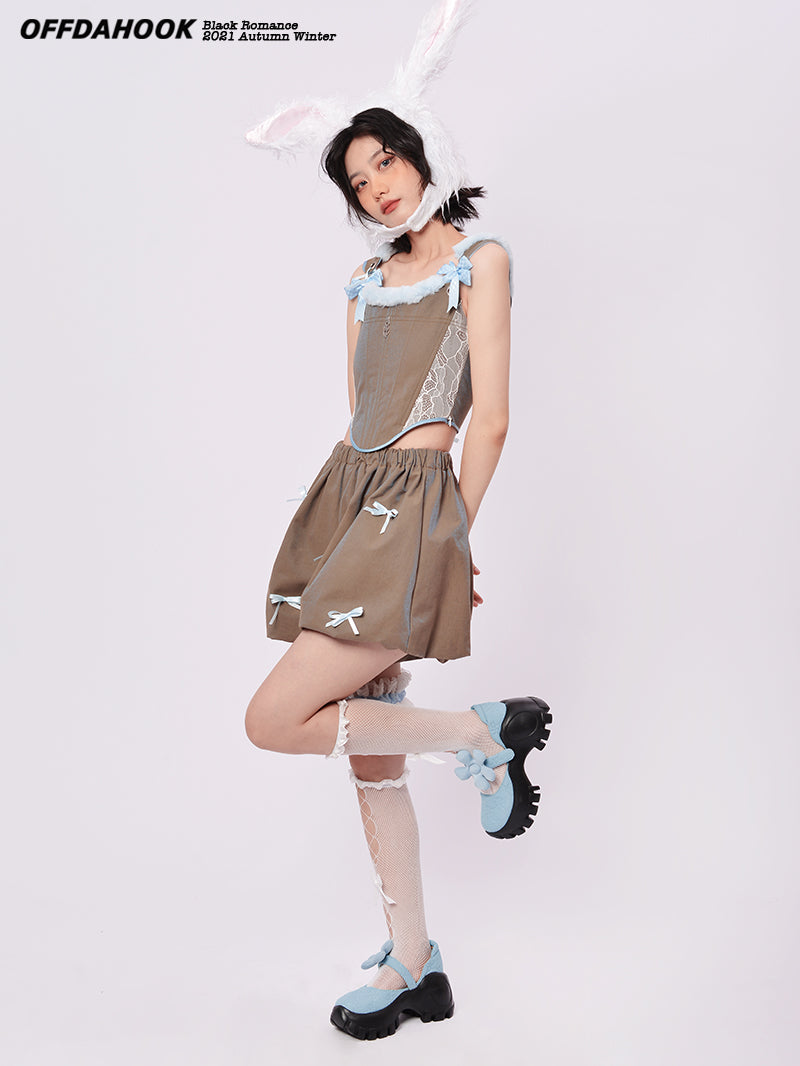 Balloon Ribbon Short Cute Pants