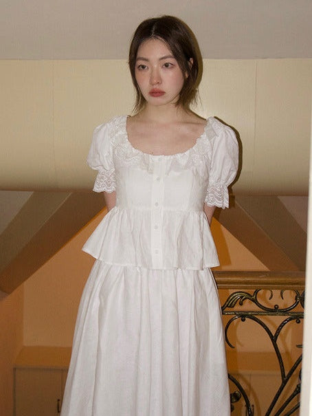 Französischer Spitzenpuffhemd Hemd