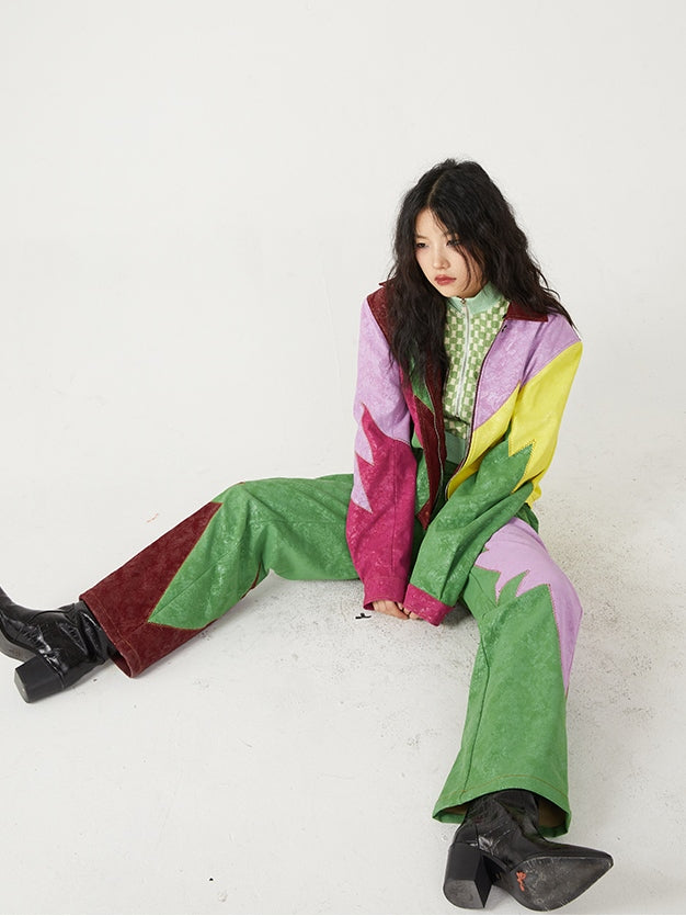 Stitching -Kontrastfarbe Faux Lederhosen