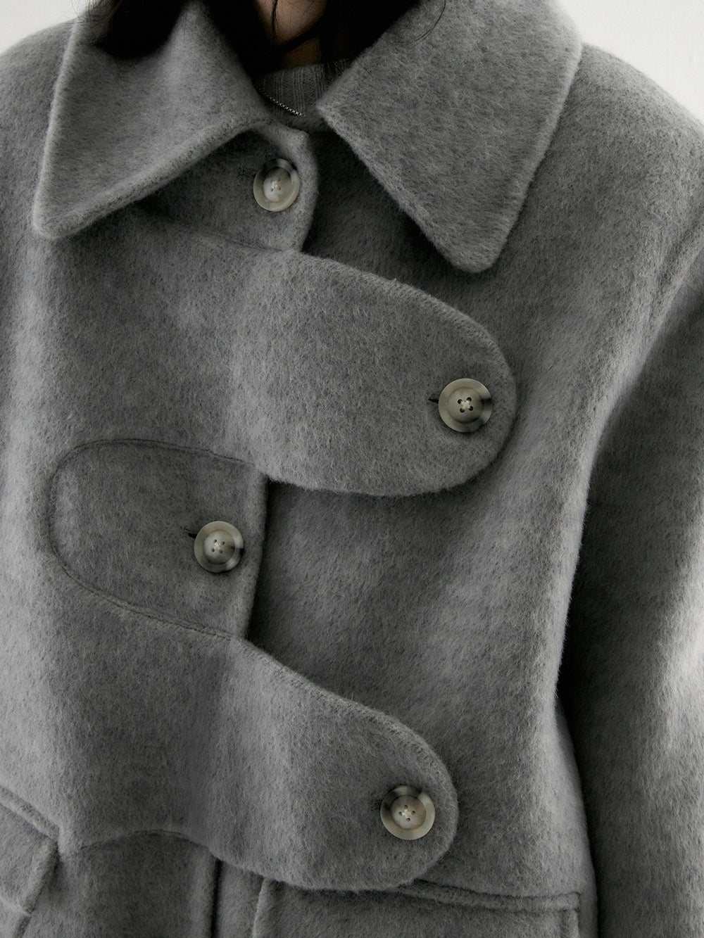 니치 양모 긴 코트