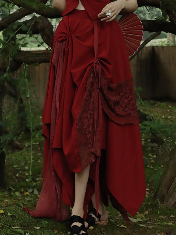 Seidennähte a-line-Spitzenrock