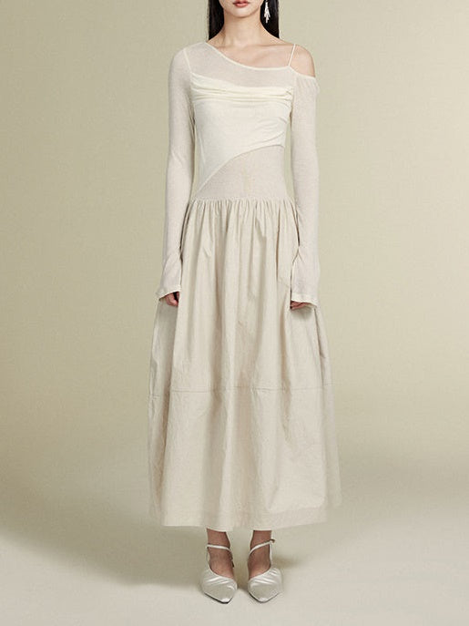 반 끈이없는 니트 원피스