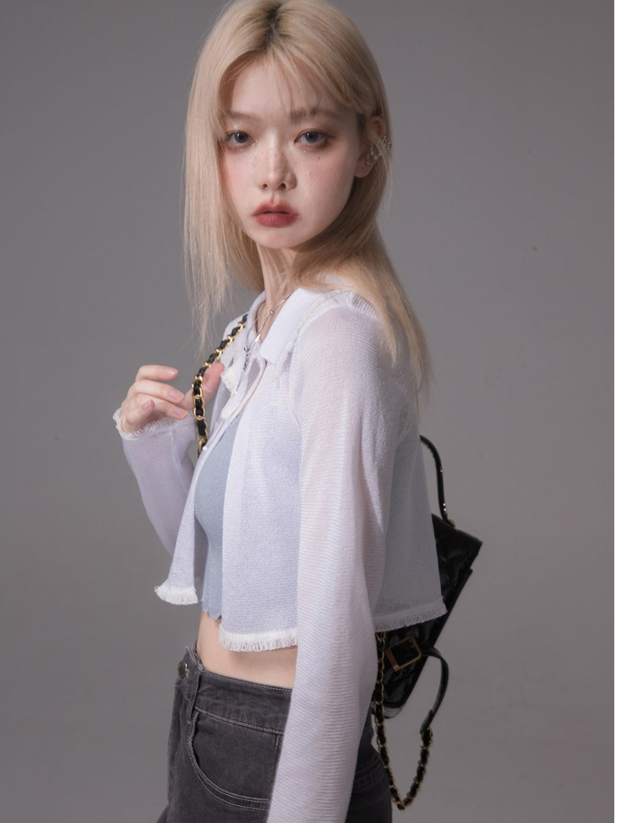 Sunscreen Fringe Edge Knit Cardigan