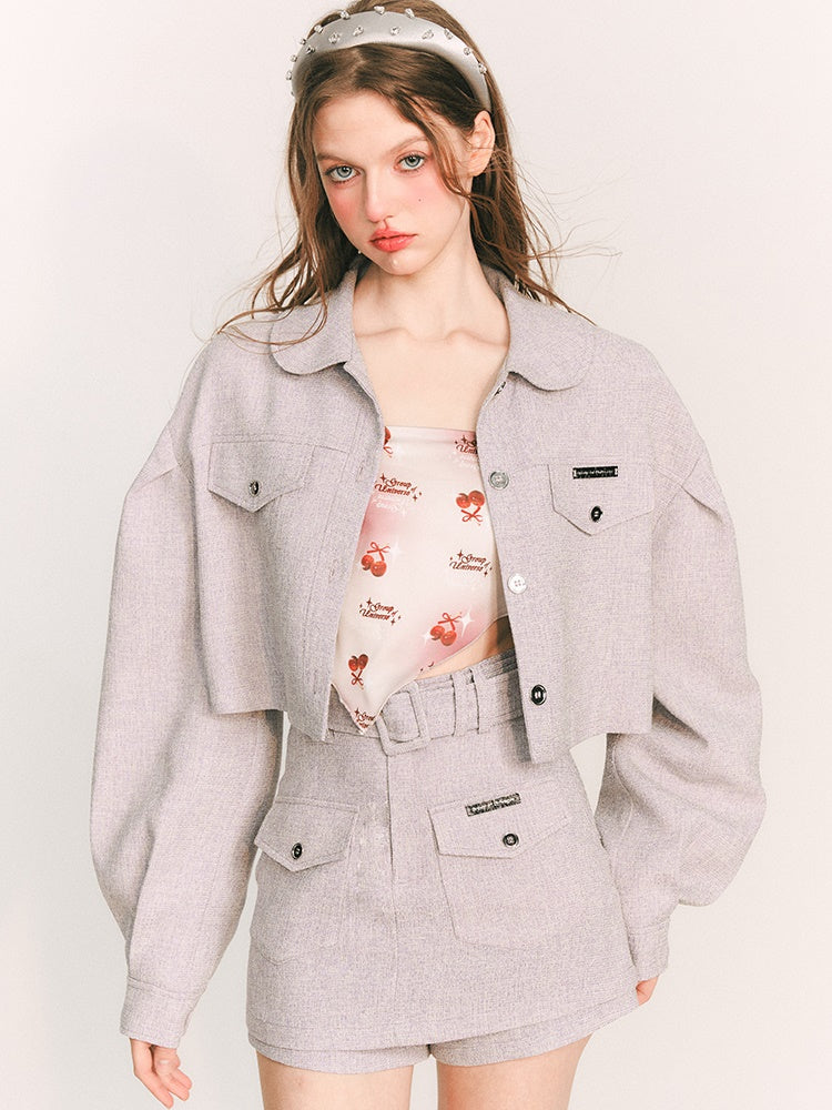 캐주얼 짧은 재킷 및 튜브 탑 & 컬로 테