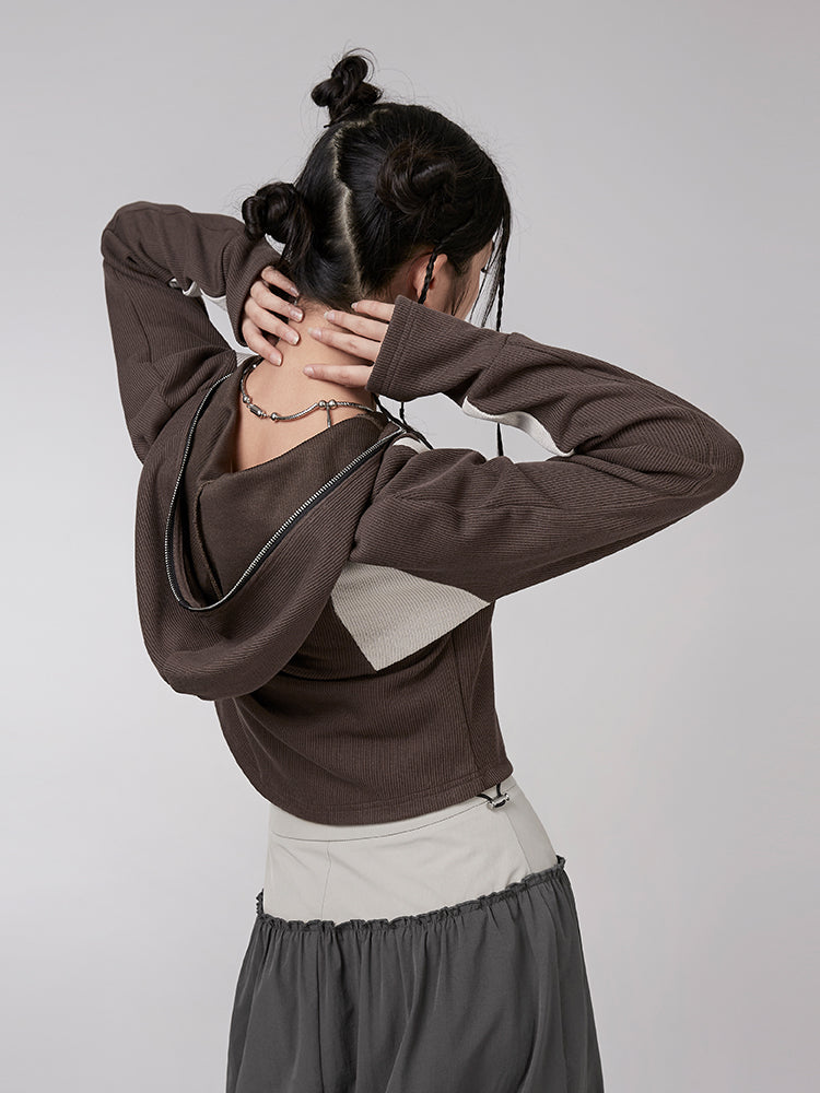 Contrast Color Pullover Hoodie