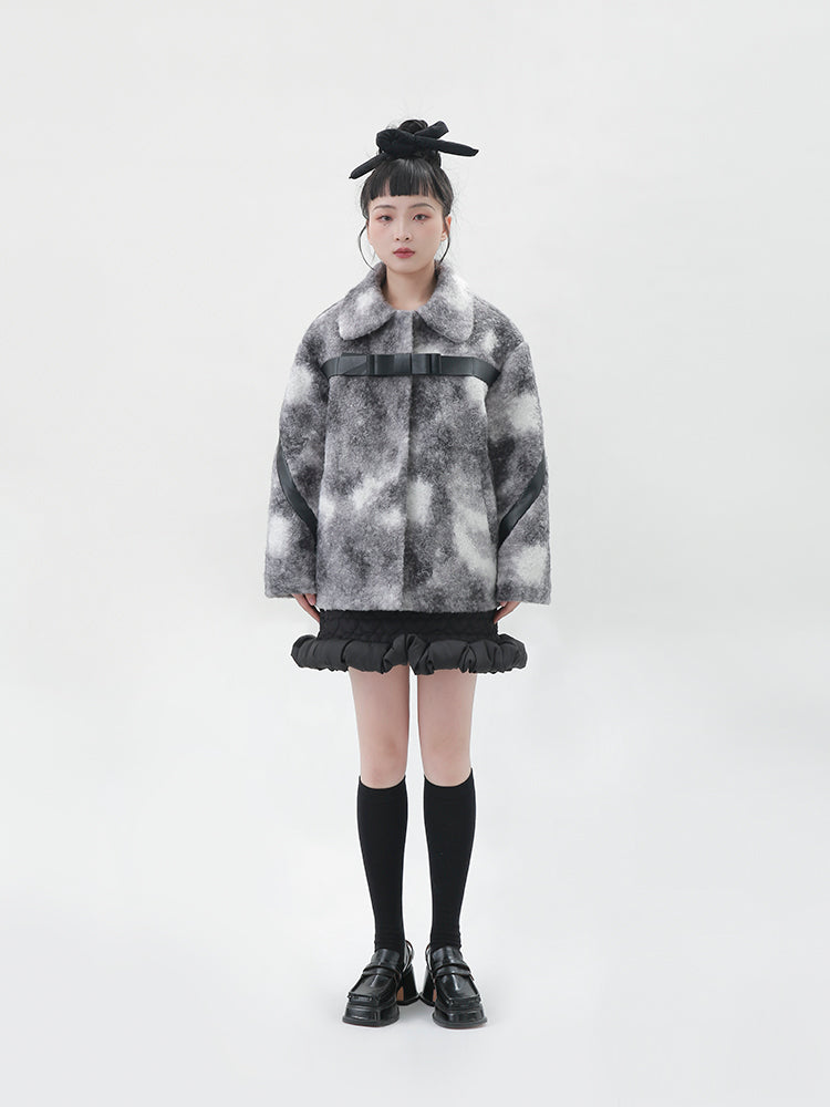 Tie-dye Boa Water-color Belt Jacket