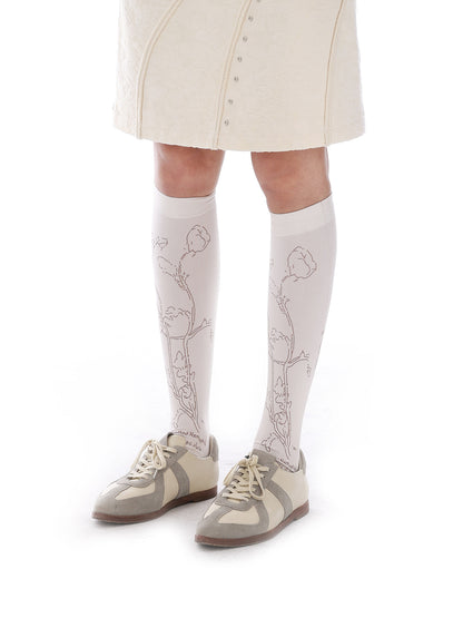 Print Elastic Mid-Tube Stockings 60D