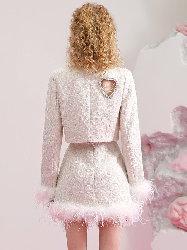 Kleiner Duft kurzer Mantel und A-Line-Rock & Weste dreiteiliges Setup