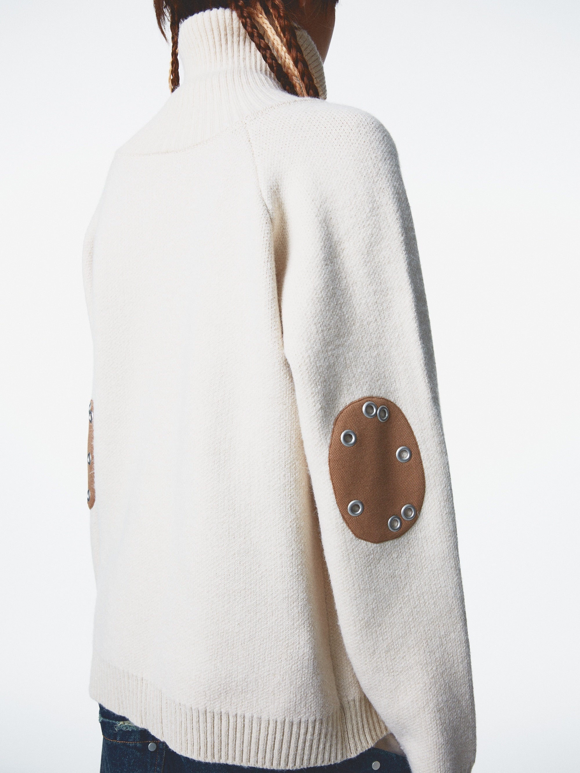 Ultra-high Collar Double Zipper Hole Sweater Jacket