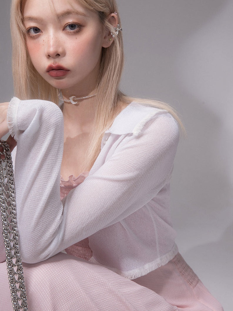 Sunscreen Fringe Edge Knit Cardigan