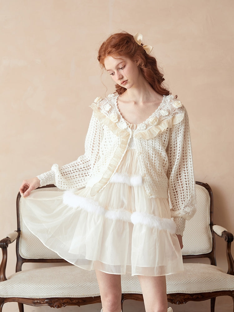 Cardigan en tricot rose à calibre bas douce