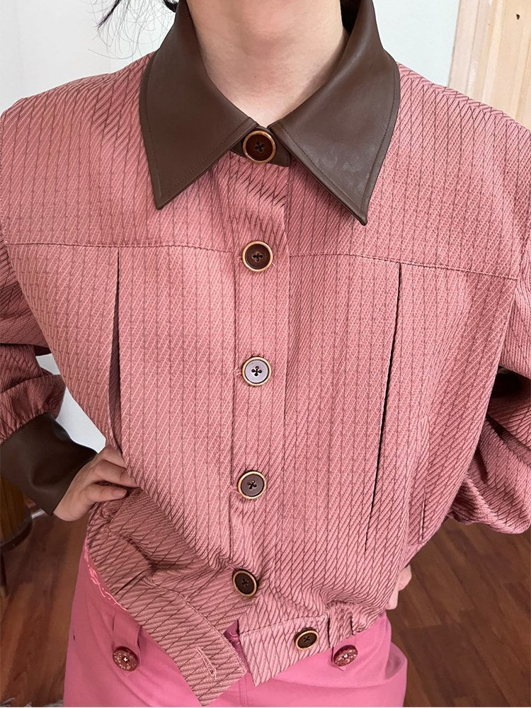 Retro Contrast Color Uniform Short Jacket