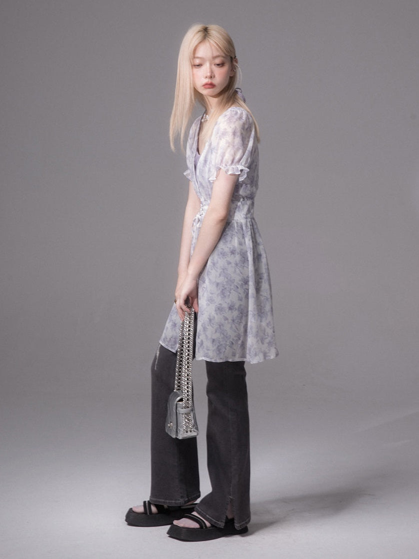 Romantic Transparent Floral Shirt & Camisole Set-up