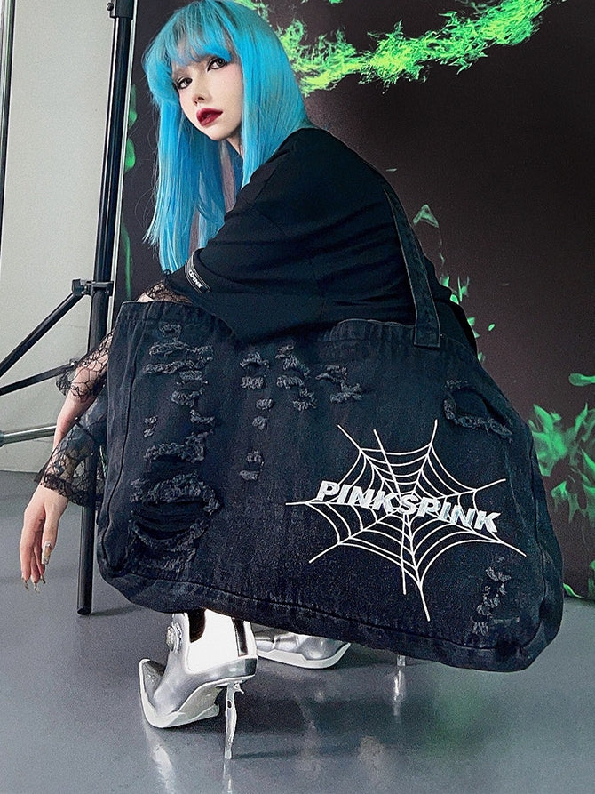 거미 Y2K 데님 백