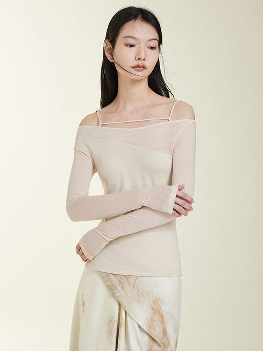 Fake Two ONE-WORD COLLAR BOTTOMING T-SHIRTS