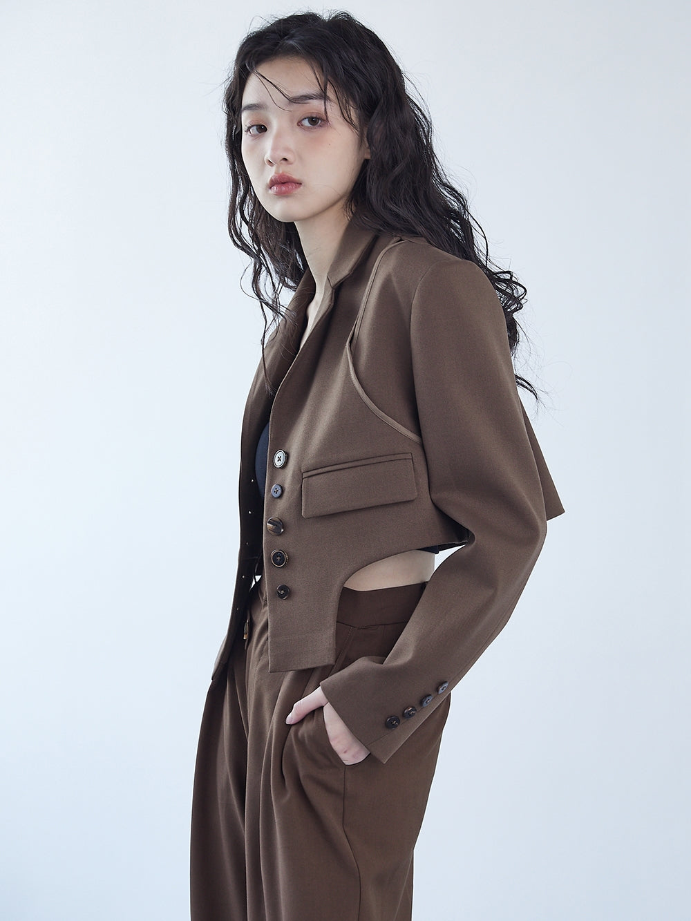 중공 짧은 양복 재킷