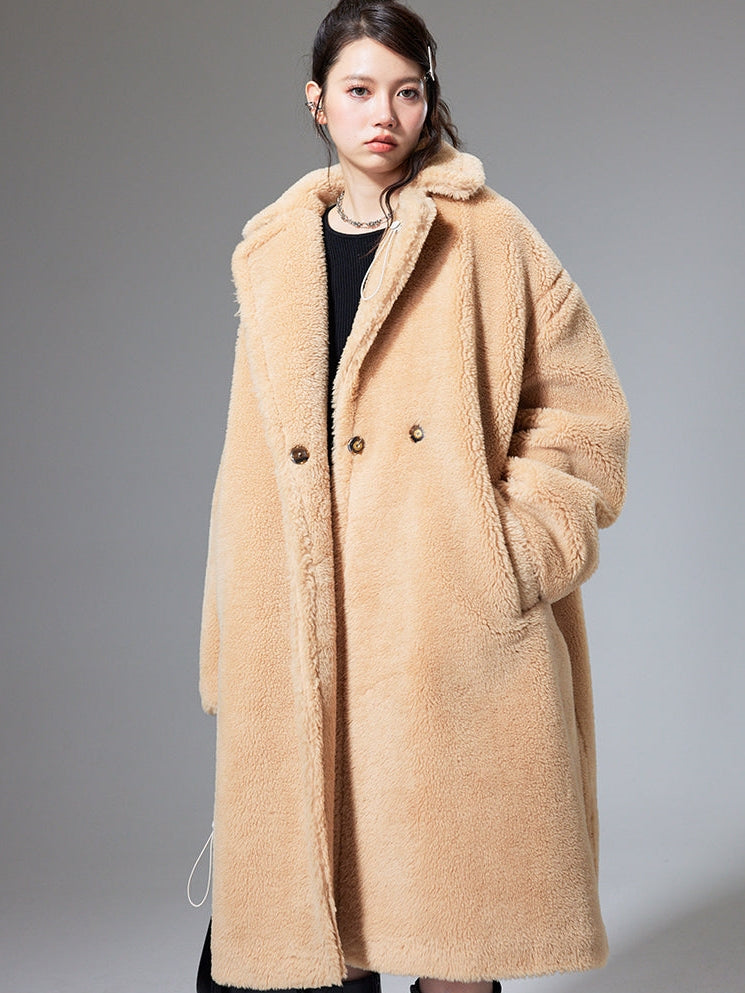 Mid-LENGTH LAMB WOOL COAT