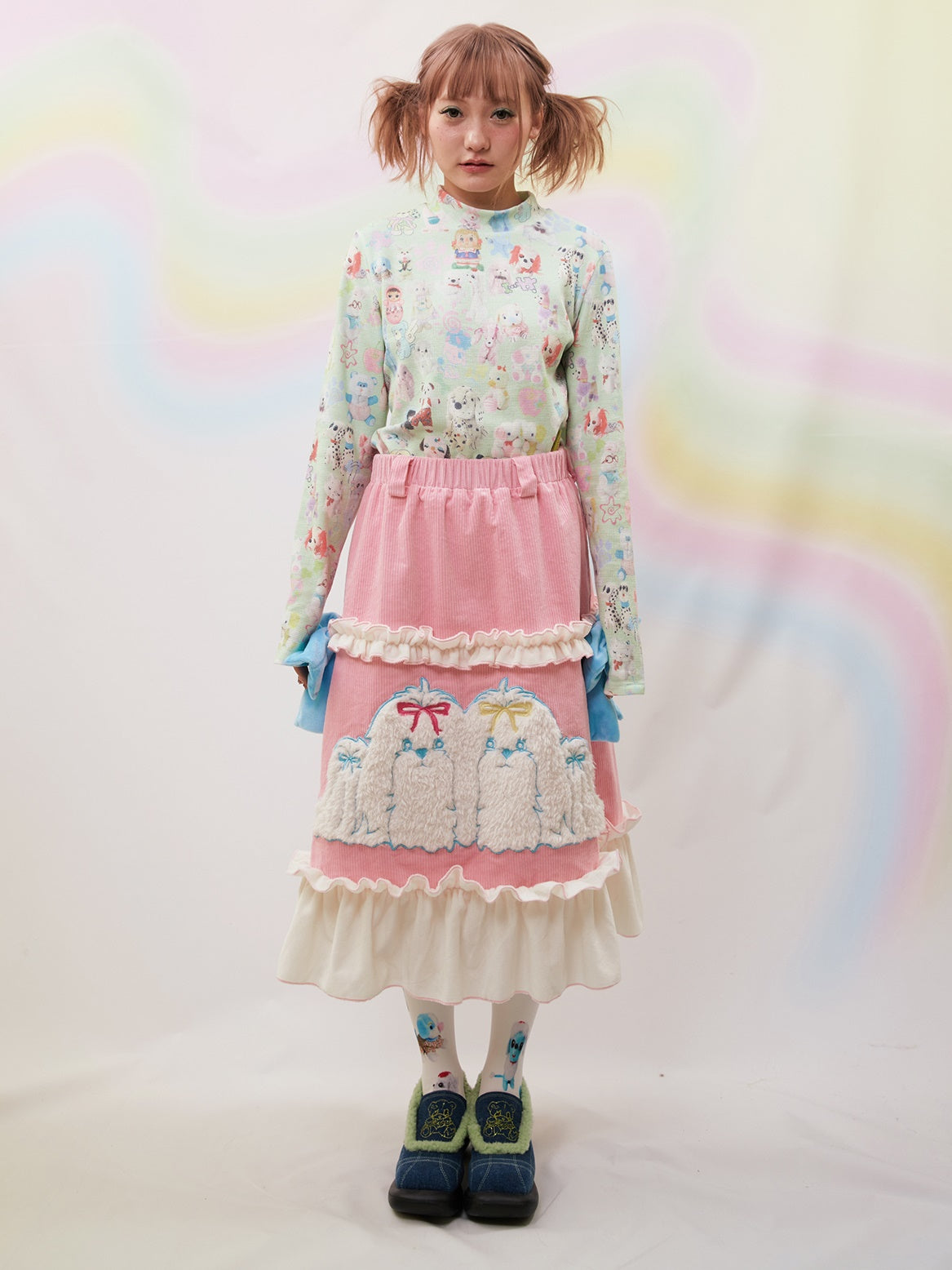 Gedruckter Cord -Spitzenrock