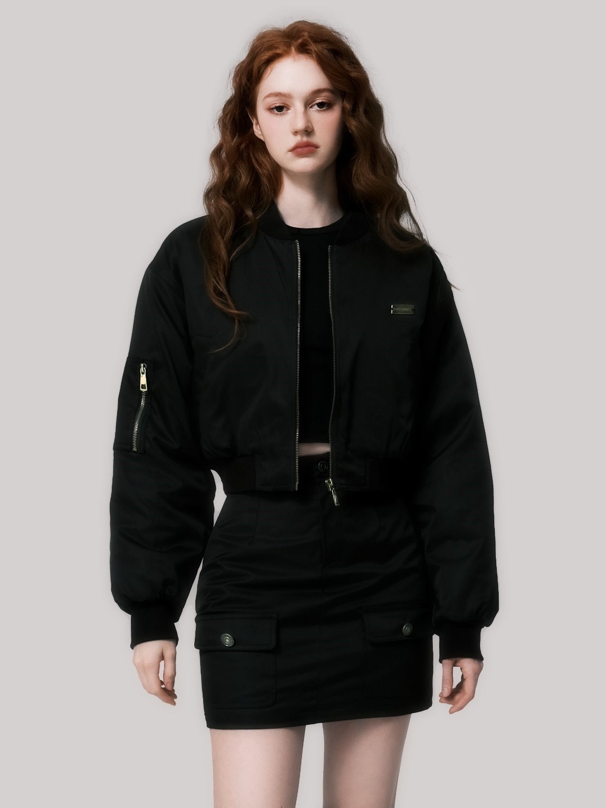 Jacket et jupe courte de baseball matelassé