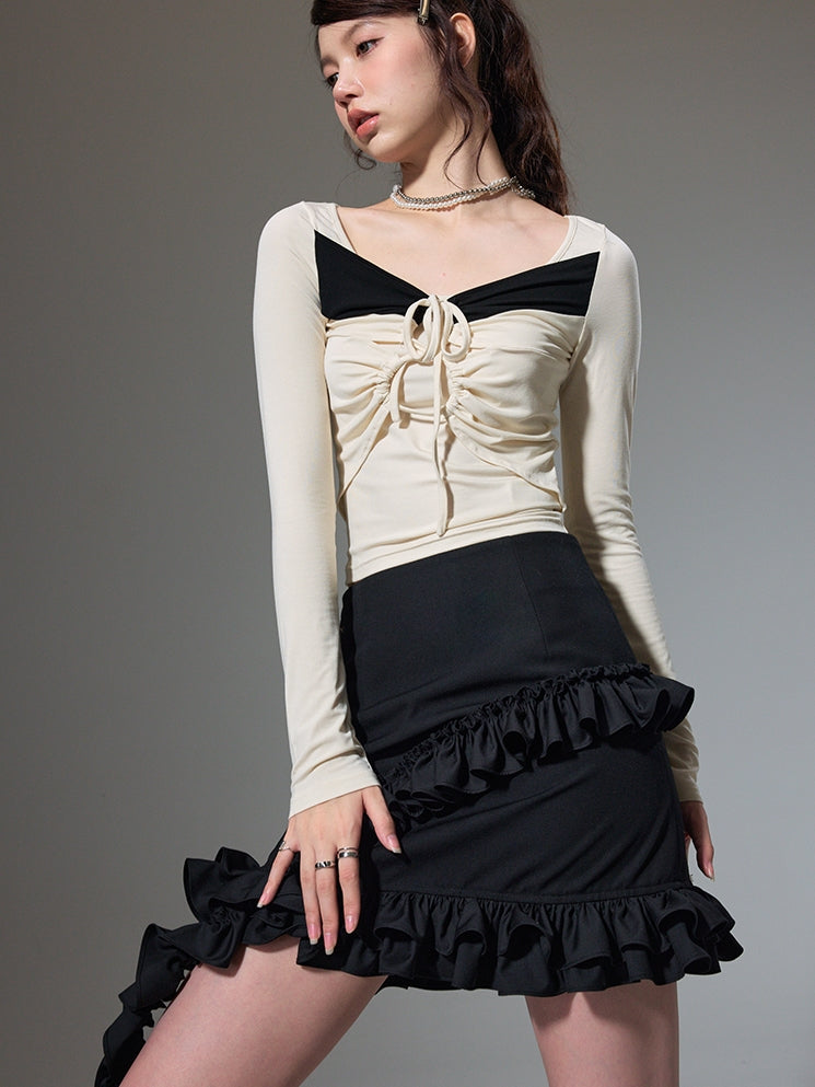 Quadratische Hals mit langem Märm von Bodhemd