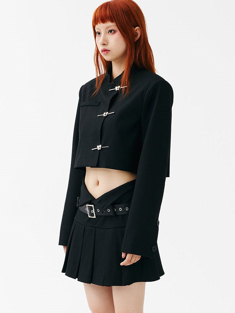 중국 스타일 로우 웨이스트 스커트 및 짧은 재킷